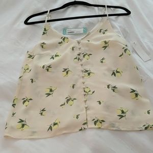 NWT Cream colored button front cami
